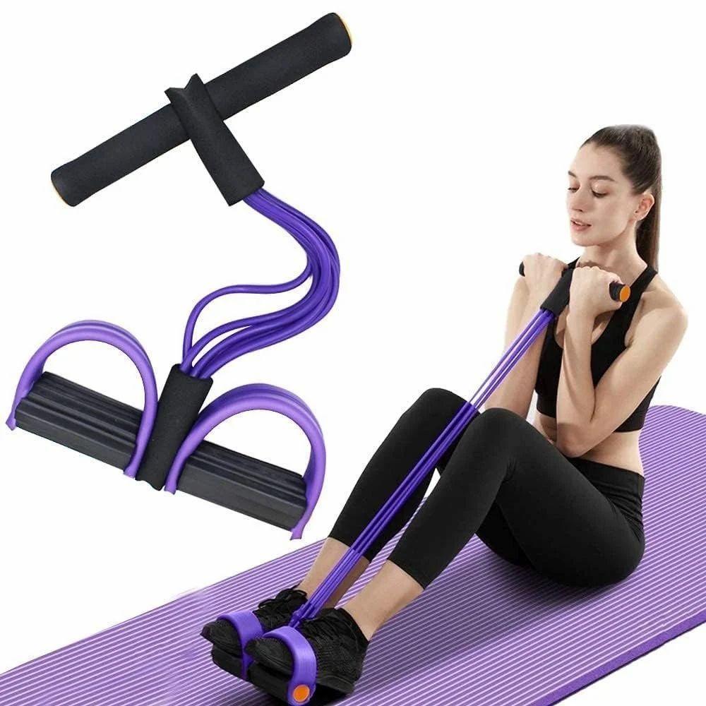 Home Gym Pull Rope Set 4 Tubes Adjustable Resistance