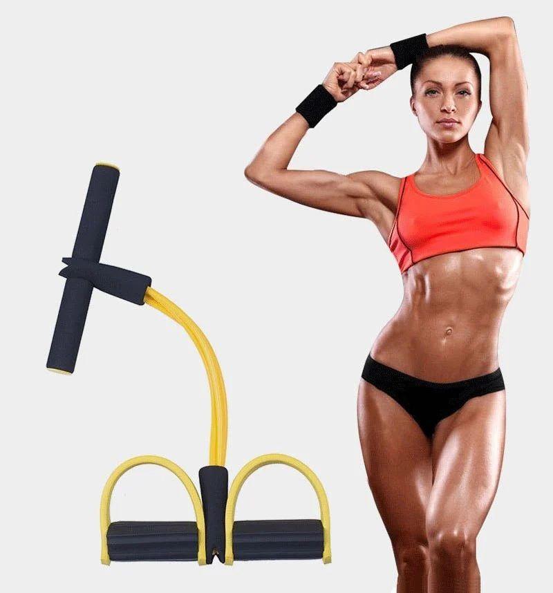 Home Gym Pull Rope Set 4 Tubes Adjustable Resistance
