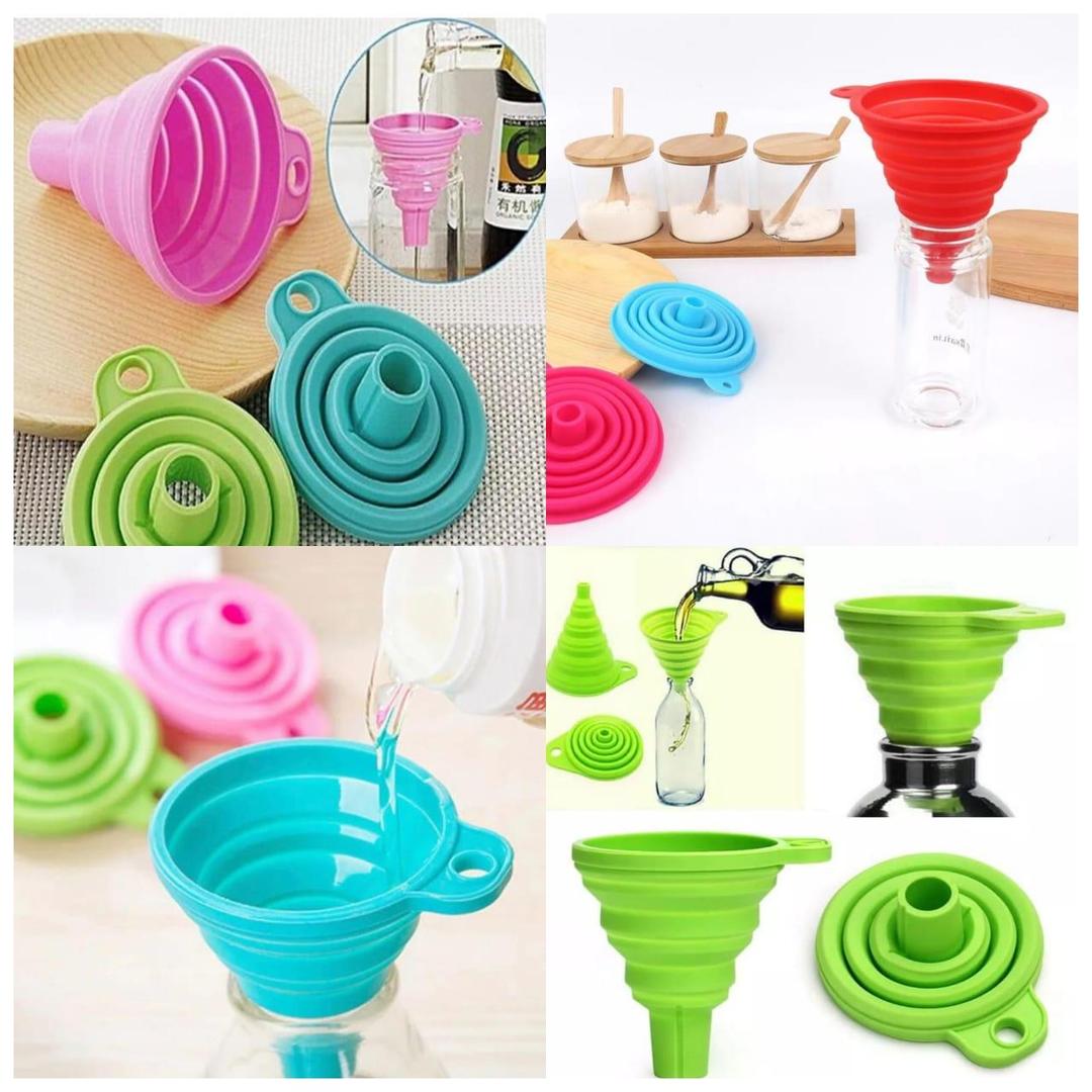 Collapsible Silicone Funnel Set Multicolor 2 Pcs