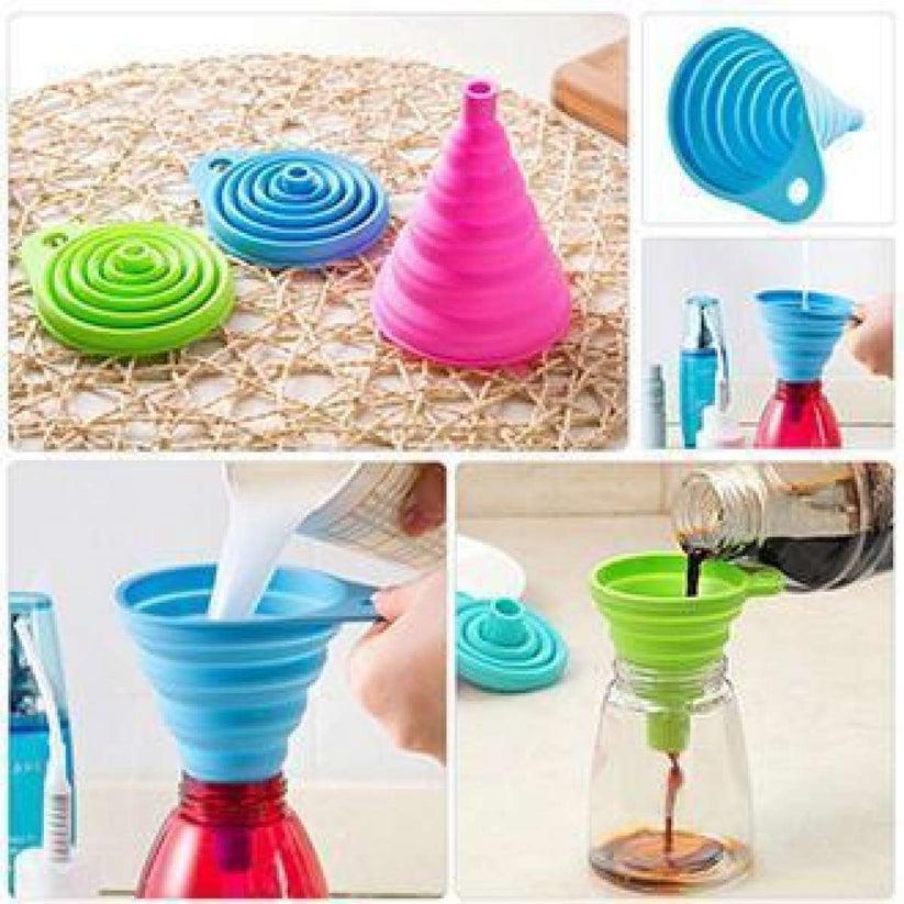 Collapsible Silicone Funnel Set Multicolor 2 Pcs
