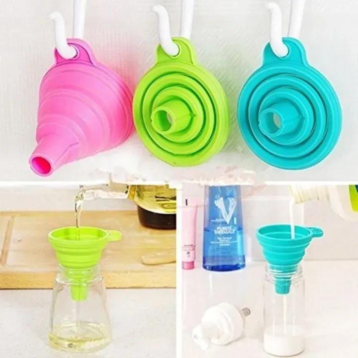 Collapsible Silicone Funnel Set Multicolor 2 Pcs