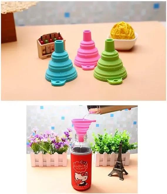 Collapsible Silicone Funnel Set Multicolor 2 Pcs