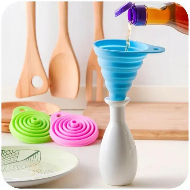 Collapsible Silicone Funnel Set Multicolor 2 Pcs