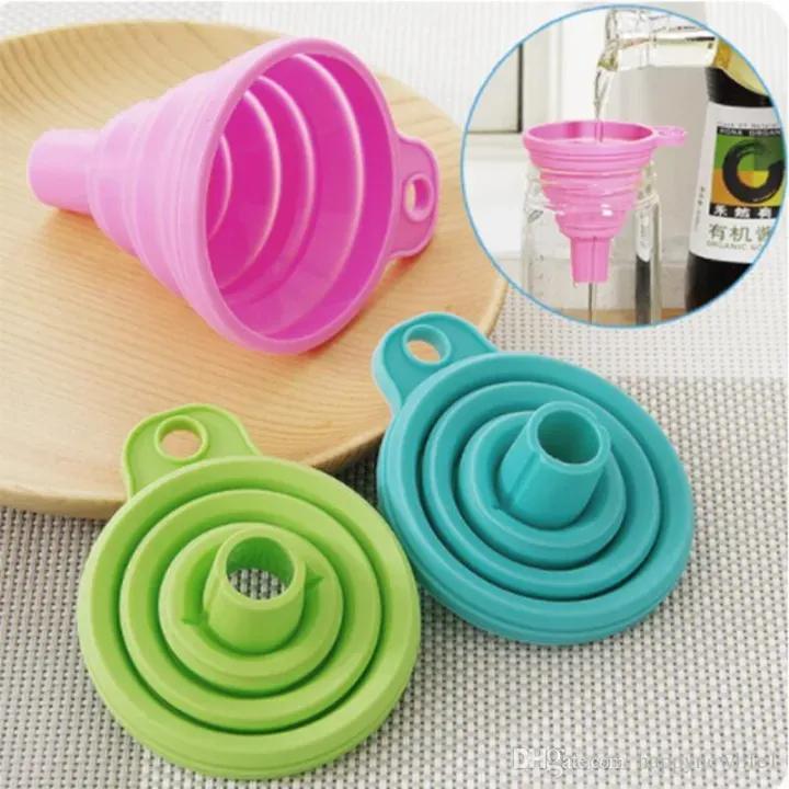 Collapsible Silicone Funnel Set Multicolor 2 Pcs