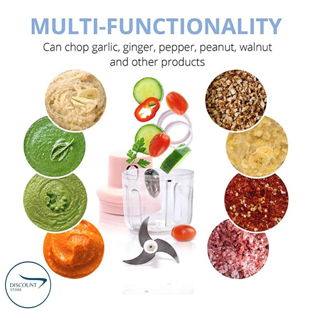 Pink Electric Food Chopper 250ml Portable ABS