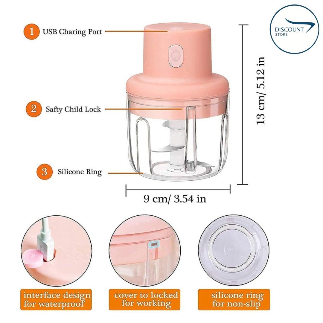 Pink Electric Food Chopper 250ml Portable ABS