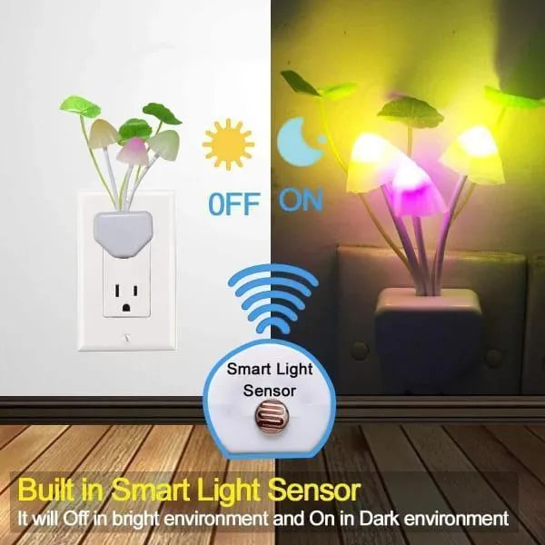 Mushroom Night Lights Set of 3 ABS Plastic Soft Glow