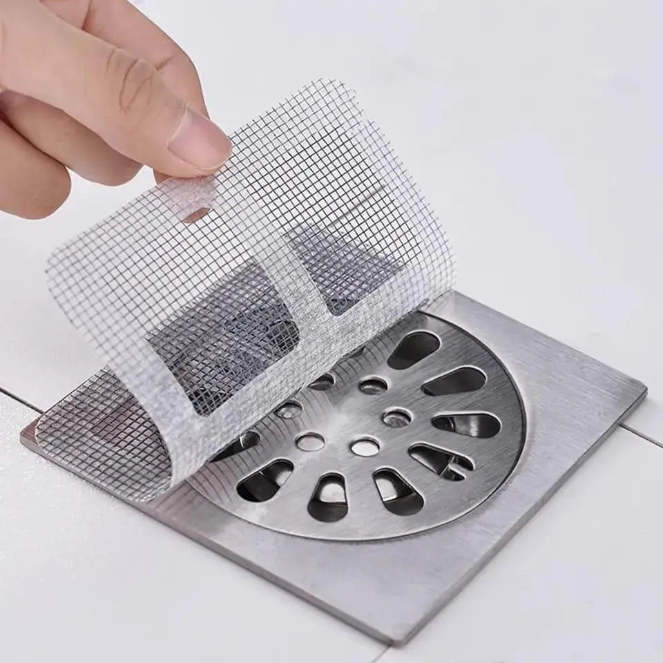 Self-Adhesive Drain Net Sticker Set Silver 10x10cm