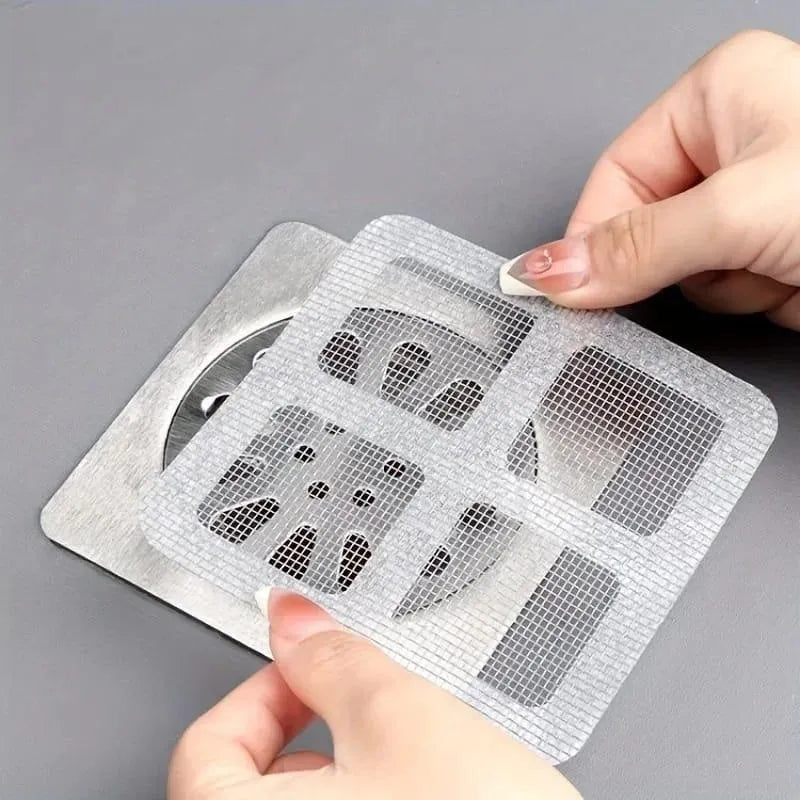 Self-Adhesive Drain Net Sticker Set Silver 10x10cm