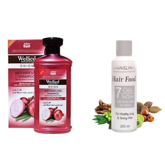 Wellice Onion Shampoo + Havelyn Hair Oil Bundle