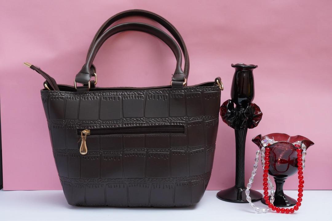 Brown PU Leather Tote Bag with Gold Hardware for Women