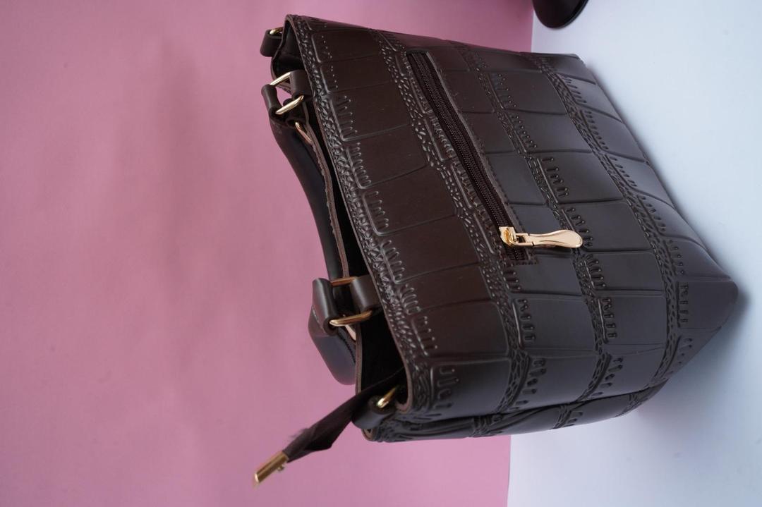 Brown PU Leather Tote Bag with Gold Hardware for Women