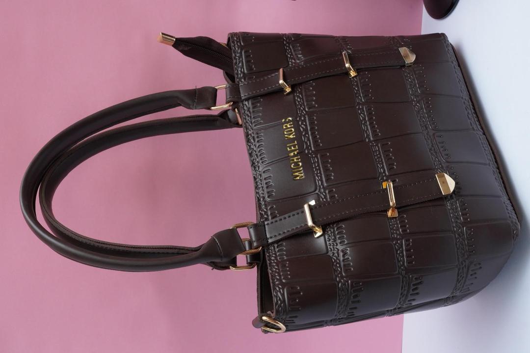 Brown PU Leather Tote Bag with Gold Hardware for Women