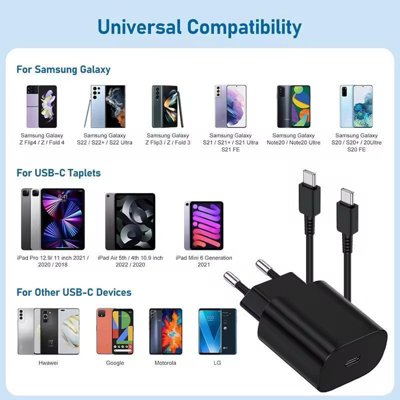 25W PD USB-C Charger for Samsung & AirPods